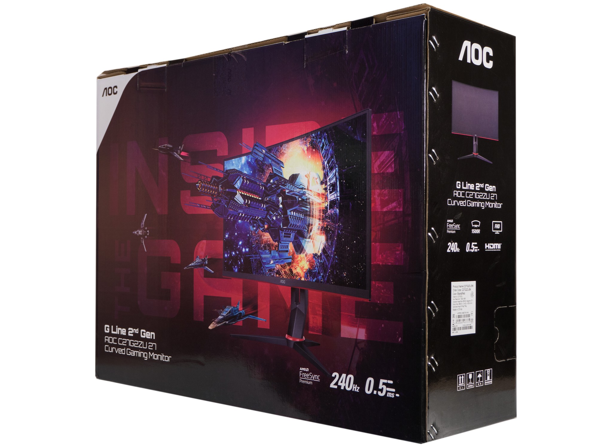AOC Écran gaming incurvé C27G2ZU 68 cm (27 pouces) (FHD, HDMI, DisplayPort,  hub USB, FreeSync, temps de réponse 0,5 ms (MPRT), 240 Hz, 1920 x 1080)  noir/rouge : : Informatique